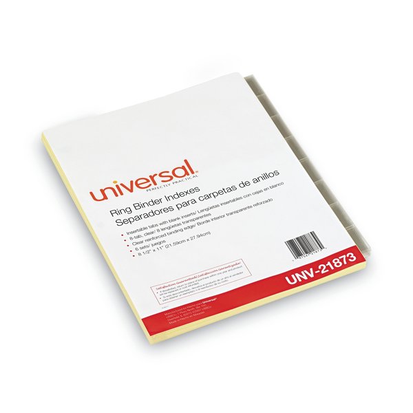 Universal Economical Index Dividers, 8 Tab, Clear, Pk6 UNV21873
